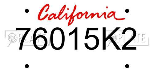 76015K2 California License Plate