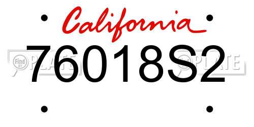 76018S2 California License Plate