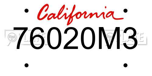 76020M3 California License Plate