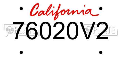76020V2 California License Plate
