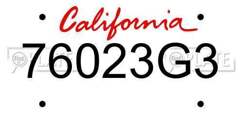 76023G3 California License Plate