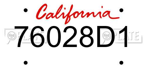 76028D1 California License Plate