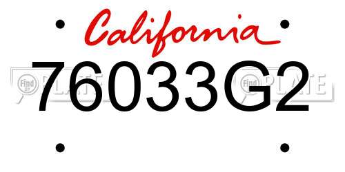 76033G2 California License Plate