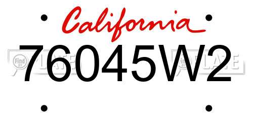 76045W2 California License Plate