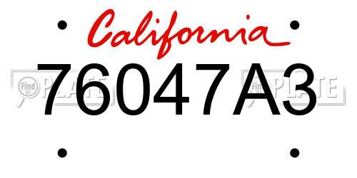 76047A3 California License Plate