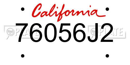 76056J2 California License Plate
