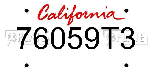 76059T3 California License Plate