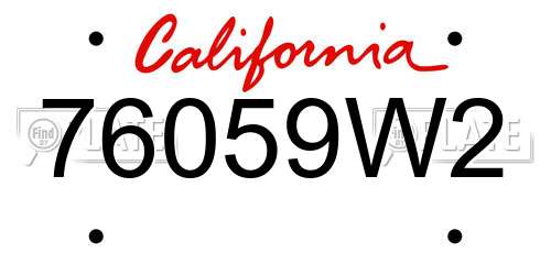 76059W2 California License Plate