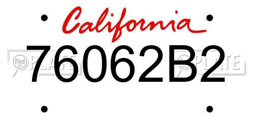76062B2 California License Plate