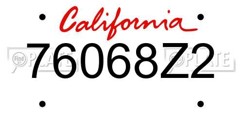 76068Z2 California License Plate