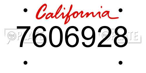 7606928 California License Plate