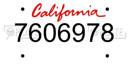 7606978 California License Plate