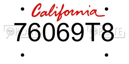 76069T8 California License Plate