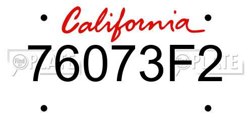 76073F2 California License Plate