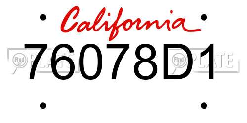 76078D1 California License Plate