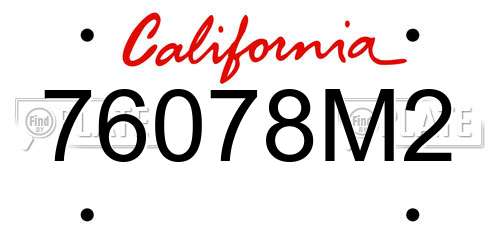 76078M2 California License Plate