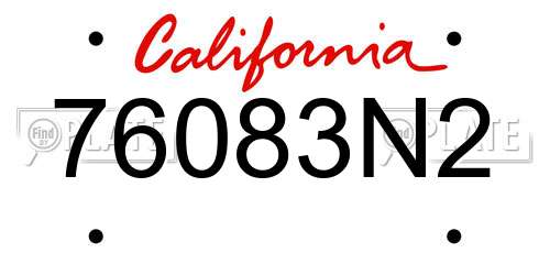 76083N2 California License Plate