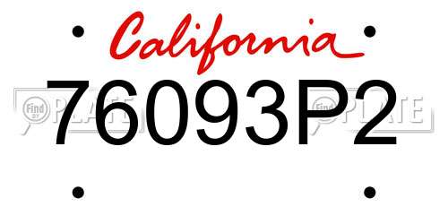 76093P2 California License Plate