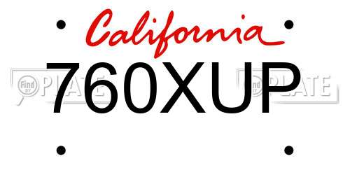 760XUP California License Plate