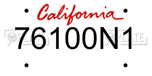 76100N1 California License Plate