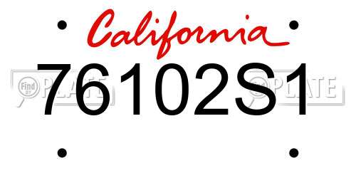 76102S1 California License Plate