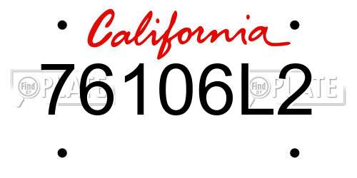 76106L2 California License Plate