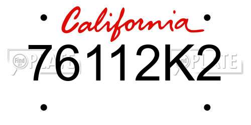 76112K2 California License Plate