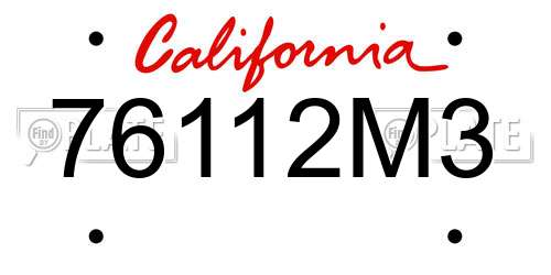 76112M3 California License Plate
