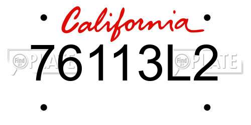 76113L2 California License Plate