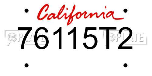 76115T2 California License Plate