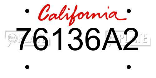 76136A2 California License Plate
