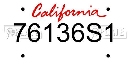 76136S1 California License Plate
