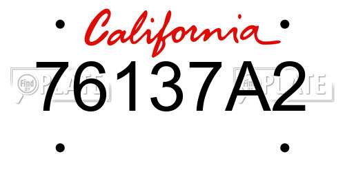 76137A2 California License Plate
