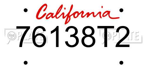 76138T2 California License Plate