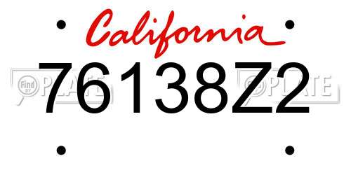 76138Z2 California License Plate