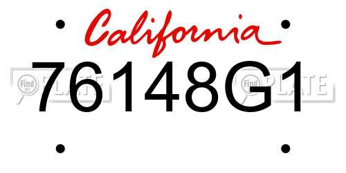 76148G1 California License Plate