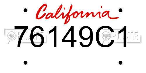 76149C1 California License Plate
