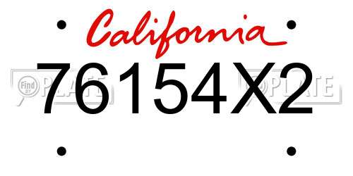 76154X2 California License Plate