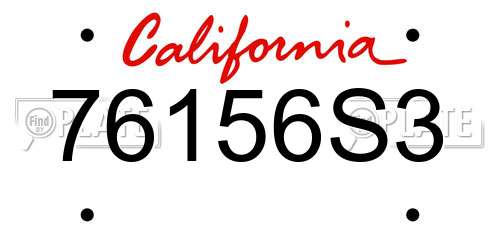 76156S3 California License Plate