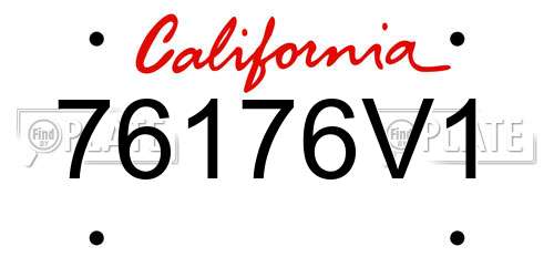 76176V1 California License Plate