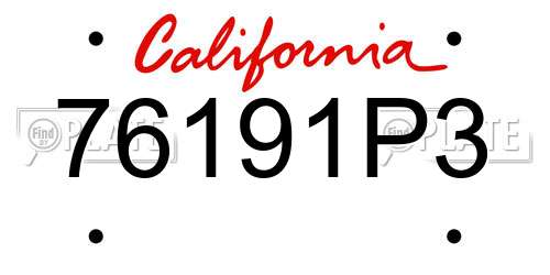 76191P3 California License Plate