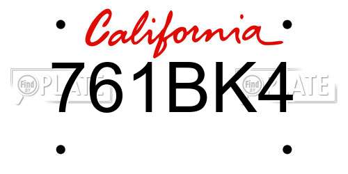 761BK4 California License Plate
