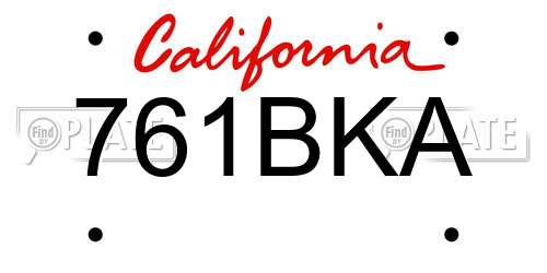 761BKA California License Plate