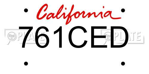 761CED California License Plate