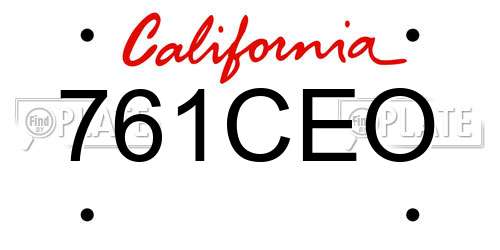 761CEO California License Plate