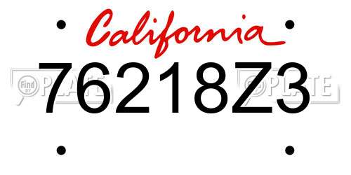 76218Z3 California License Plate