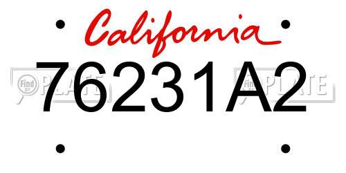 76231A2 California License Plate