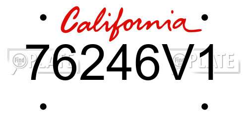 76246V1 California License Plate