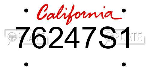 76247S1 California License Plate