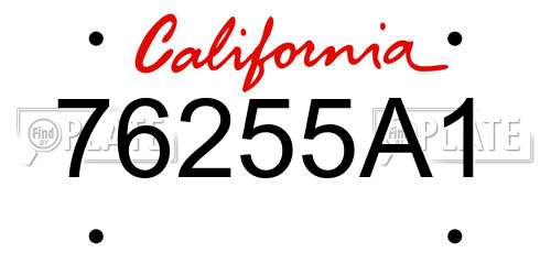 76255A1 California License Plate